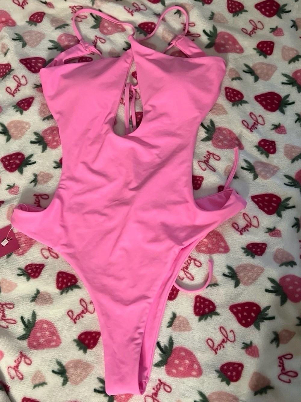 Pink Monokini Cutout Swimsuit L